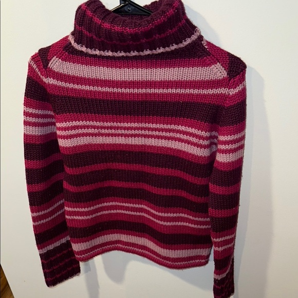Y2K vintage GAP Women's Wool Striped Sweater - Pink and Purple - Picture 6 of 6